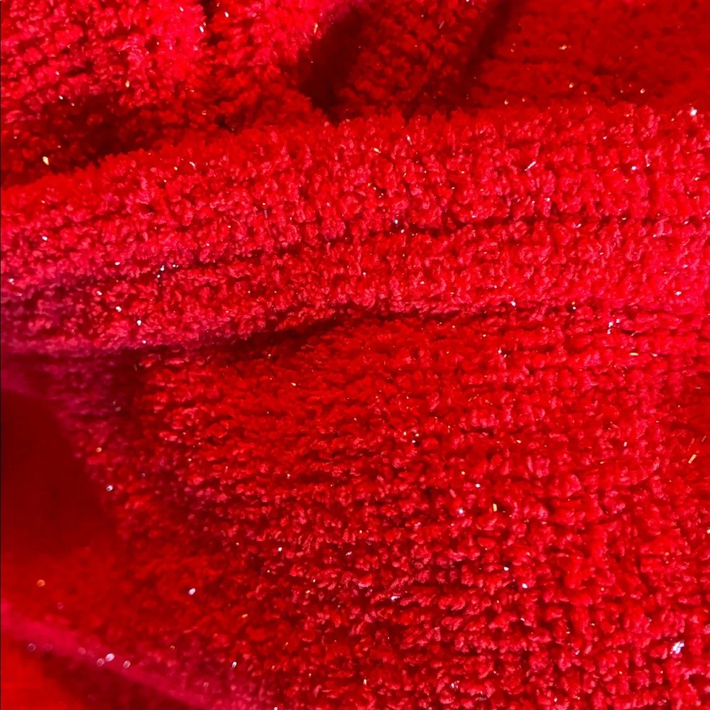 Red chenille with silver sparkles throw blanket 50”X 62” holiday decor christmas